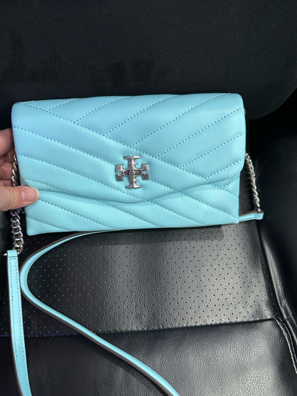 Tory Burch Quilted Chevron Convertible Crossbody - Aqua (Celeste)
